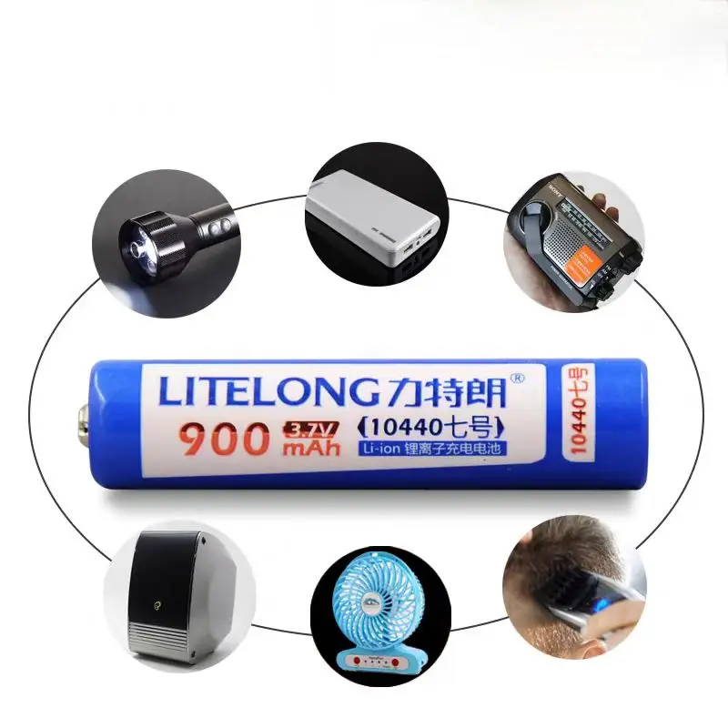 1pcs/lot 3.7v 10440 lithium battery super capacity hand suitable for flashlight toy 900MAH AAA rechargeable battery