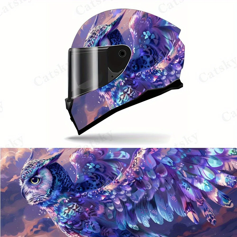

Exquisite light purple owl motorcycle vinyl wraps helmet decal,self-adhesive waterproof helmet decoration,universal motorcycle h