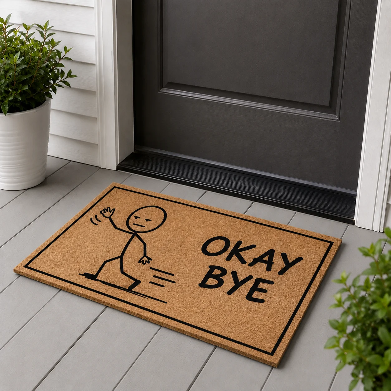 Funny Sarcastic Doormat Bye Bye Front Door Mat Nonslip Entrance Rug Porch Apartment Housewarming Gift Personalized Home Decor