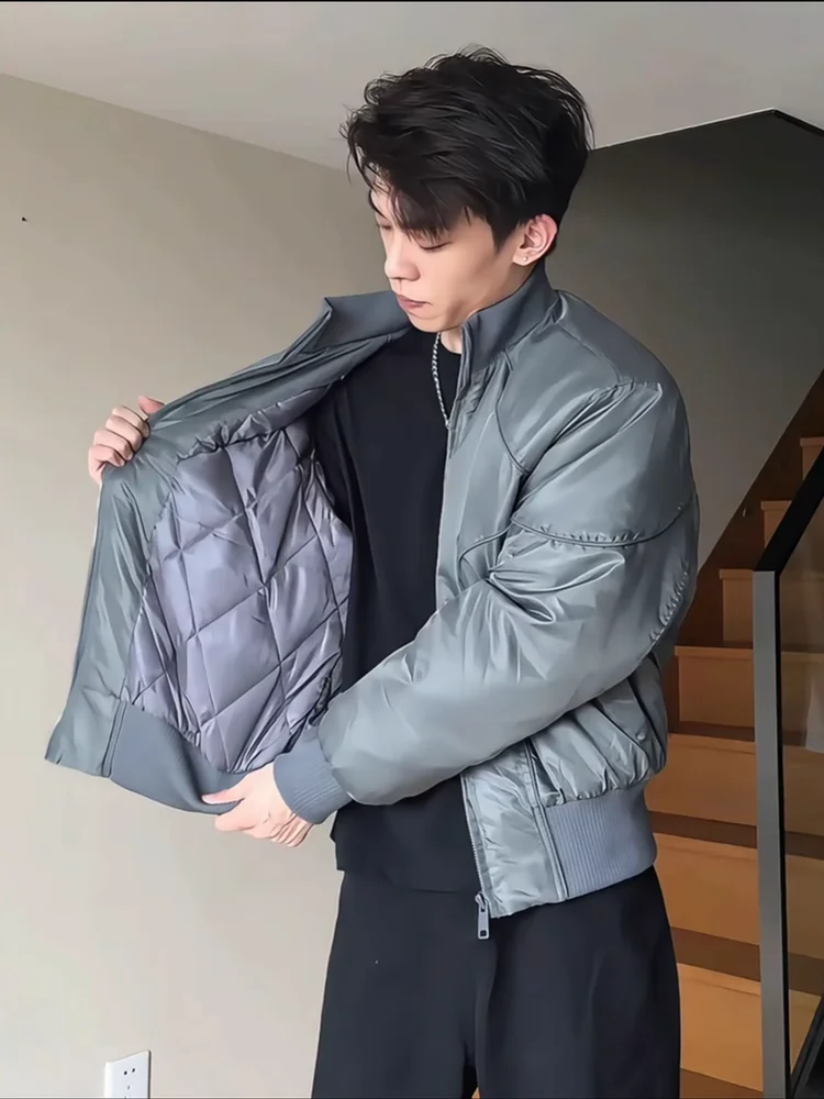 

Men's Autumn Winter American Sle Bomber Pilot Cotton Jaet ort ape Workwear Coat Windproof Loose Fit Long Sve Zipper