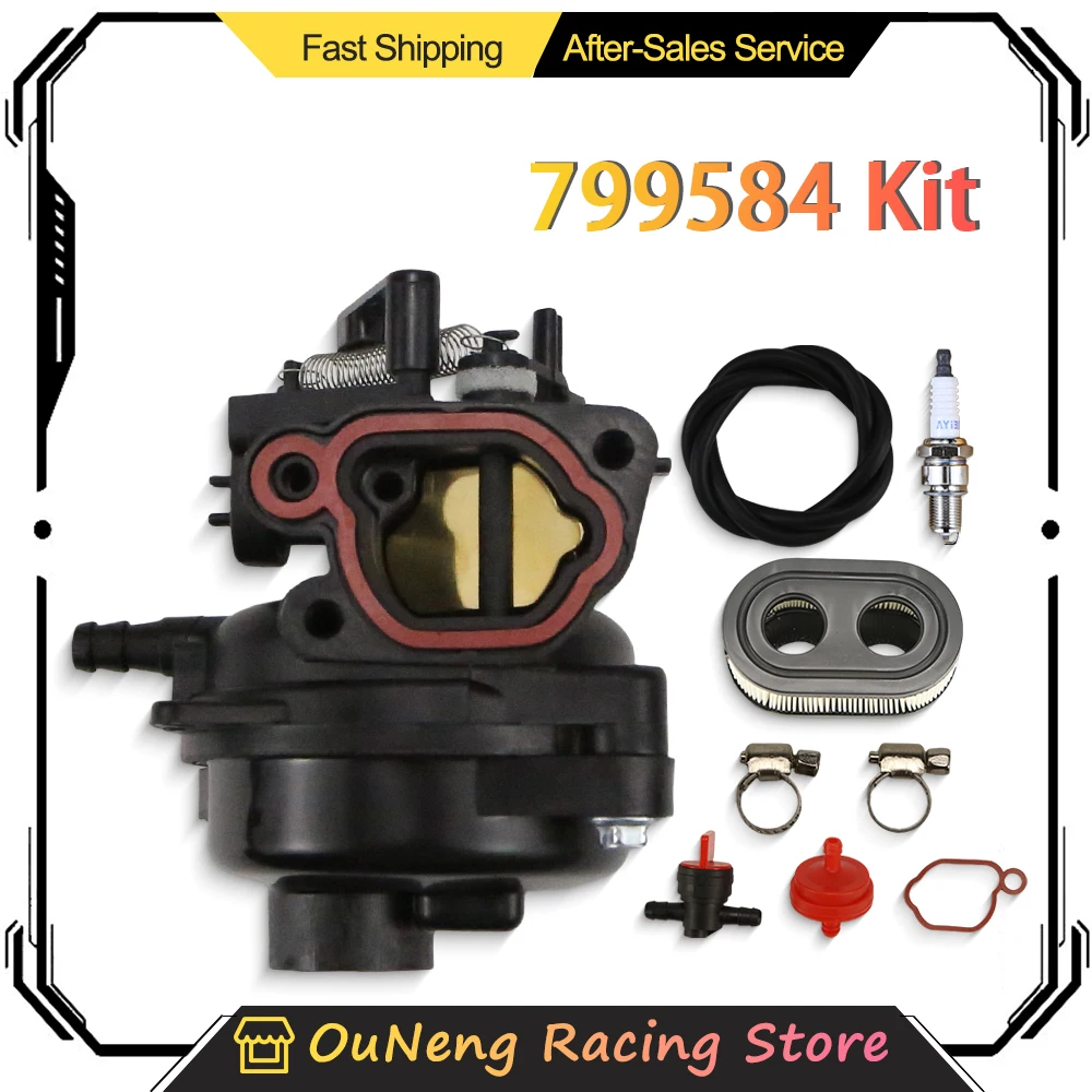 

For Briggs & Stratton 09P702 9P702 Engines 140cc 150cc Replace 799584 798452 594058 Lawn Mower Carburetor With Air Filter