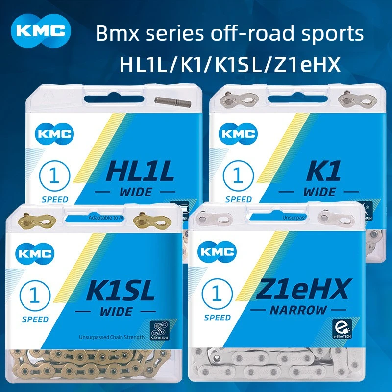 

KMC BMX Series High Strength Single Speed Bike Chain HL1L Wide 100/120 Links Golden for BMX MTB Cruiser Fixed Gear Bicycles