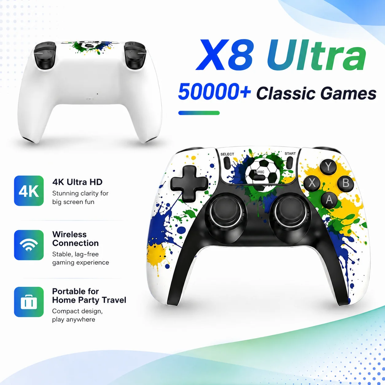 

2026 Game Stick 4K HD Retro Game Console Built-in 50000 Classic Games 28 Emulators Dual 2.4G Wireless Gamepads for TV
