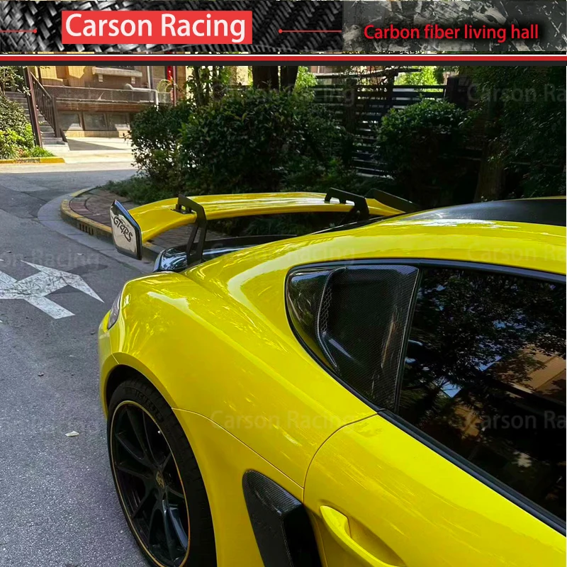 For Porsche 718 Cayman WET Carbon Fiber Rear Window Side Vent Spoiler Wing Real Forge Carbon Fiber Rear Window Side Grille