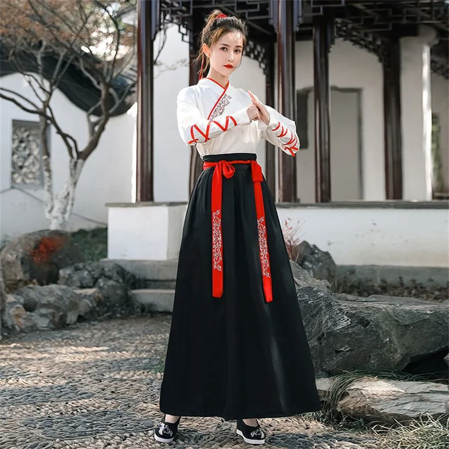 Hanfu Vrouwen Top Rok 2-delige set Mannen Vintage Etnische Mode Cosplay Elegante Traditionele Chinese Kleding Ridderlijke Stijl Pak