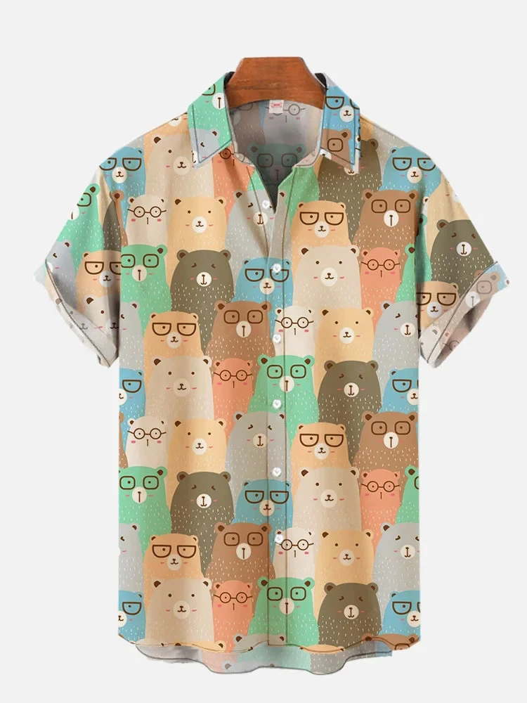 Chemise hawaïenne à manches courtes pour hommes, chemisiers de plage, chemise à revers, impression graphique de dessin animé 3D, mignon, mode pour garçon, 2024