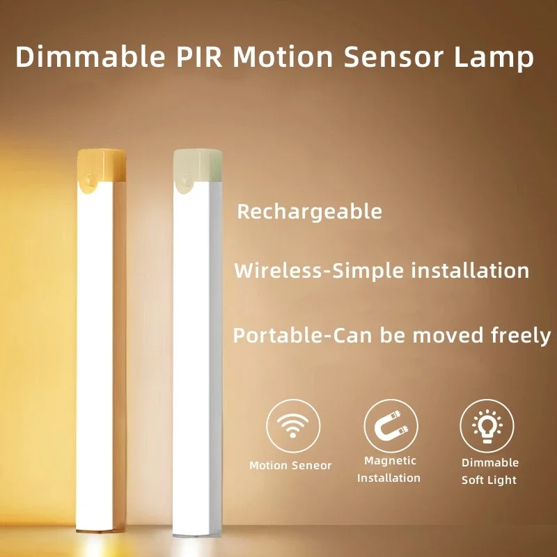 Luz LED inalámbrica recargable con Sensor de movimiento, Ideal para armario, cocina, armario, escaleras, funciona con pilas de noche, 1 unidad