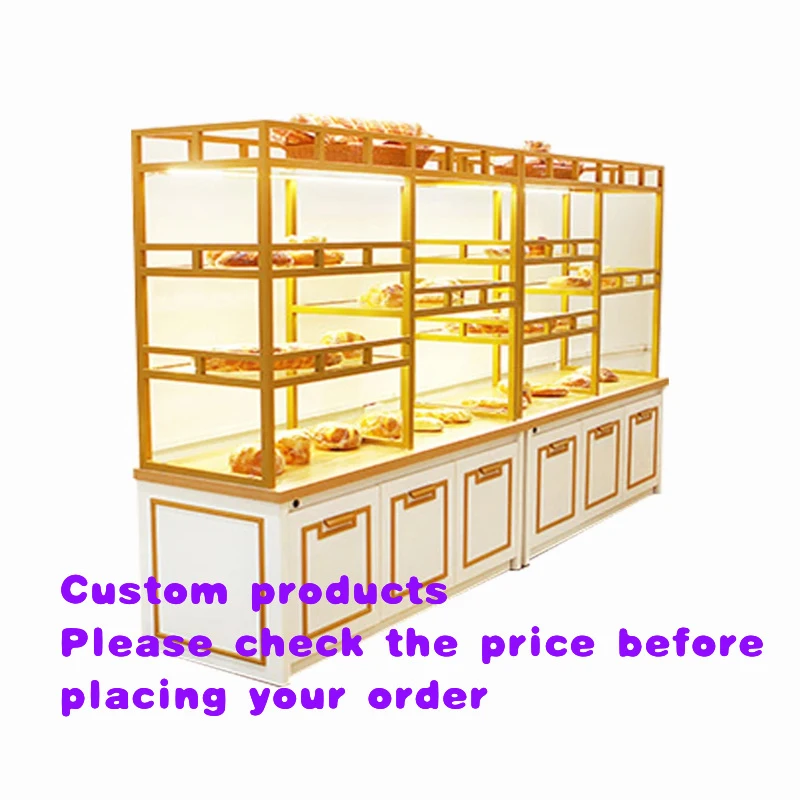 custom.Commercial Foldable Solid Wood Sectional Bread Rack Retail Bakery Sideboard Adjustable Shelves Advertising Display Custom