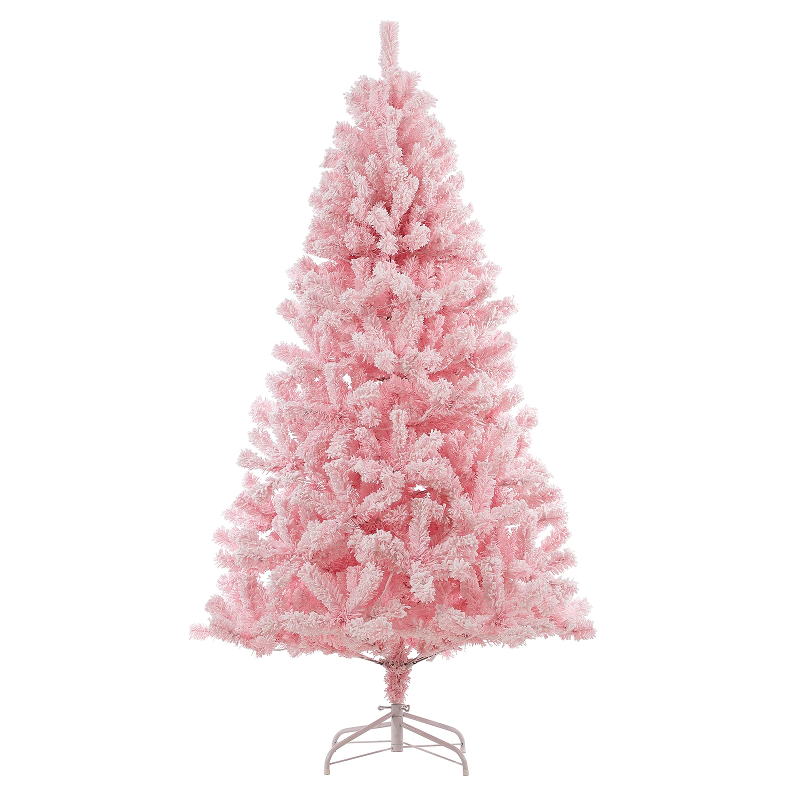 

6Ft Pink Christmas Tree, Prelit Snow Flocked Artificial Christmas Tree with 250 Multi Color LED Lights Xmas Pine Tree for Home