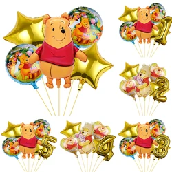 Cartoon Disney Winnie the Pooh Theme 32inch Gold Number Balloon Set Foil Globos Kids Birthday Party Decor Baby Shower Supplies