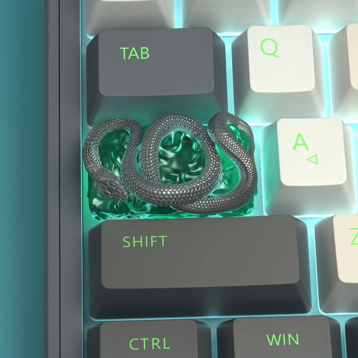 Motyw zielonego węża klawiatura mechaniczna żywica Keycap 1.75u Keycap DIY spersonalizowane światłoprzewodzące Keycap akcesoria do klawiatury — zdjęcie produktu 5