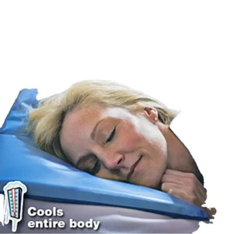 

Comfortable Summer Ice Cold Pillow Cool Therapy Relax Muscle Help Sleeping Pad Mat Travel Pillows Neck Water Blue