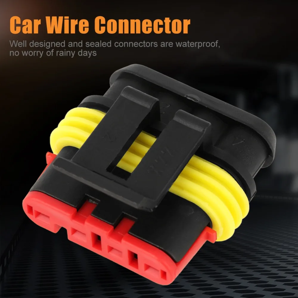 5 Kits 4-pin Way Automobile Electrical Connector Sealed Waterproof Nylon PA66 Car Wire Plug Wire Connector Plug
