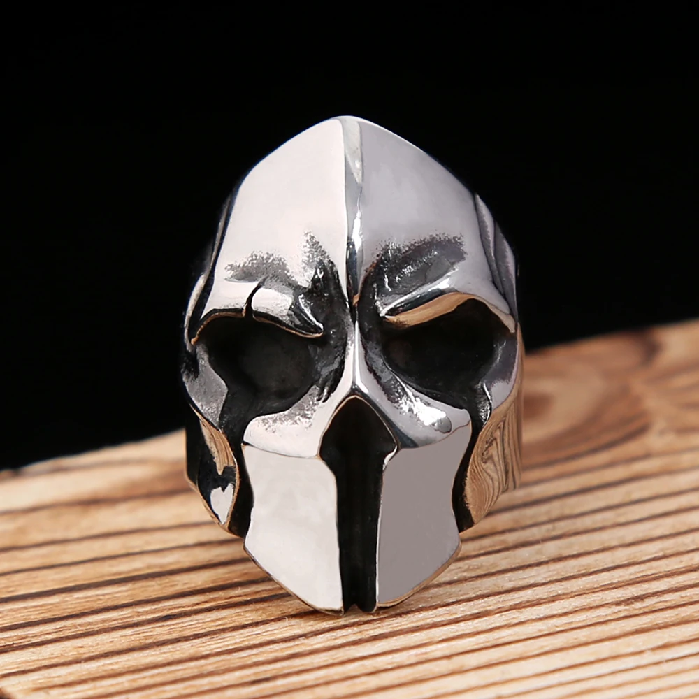 Vintage High Polished Spartan Helmet Rings For Men Women Punk Unique 316L Stainless Steel Nordic Viking Jewelry Gifts Wholesale