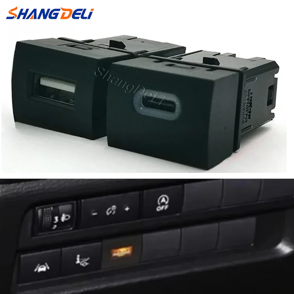 

12 В, 24 В, подходит для Mitsubishi Outlander 2023, автомобильное оранжевое светодиодное двойное зарядное устройство, USB QC3.0, PD, зарядное устройство, адаптер для автоматической зарядки телефона