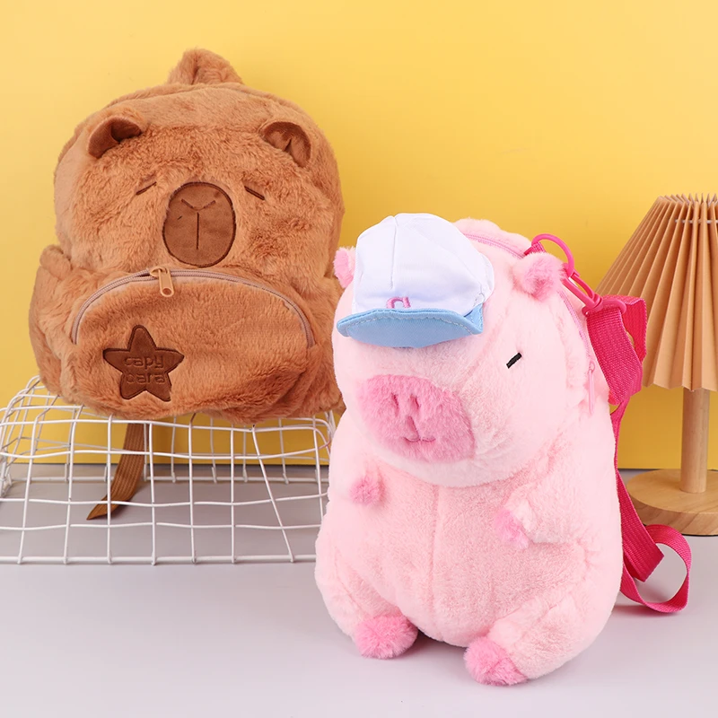 Capivara dos desenhos animados mochila de pelúcia kawaii boneca de pelúcia pele bookbags bolsa de ombro das crianças mini tote presente da namorada