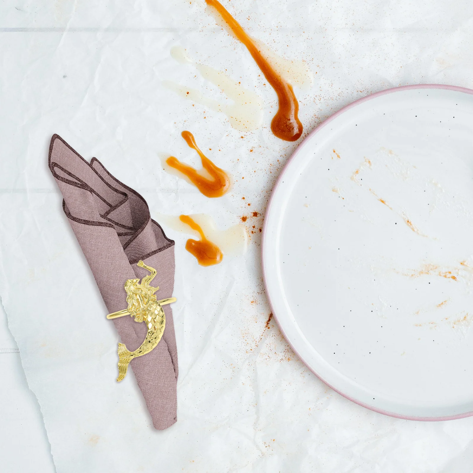 

6Pcs Gold Mermaid Napkin Ring Zinc Alloy Party Wedding Table Decoration Ocean Theme Napkin Holders Tissue Holder