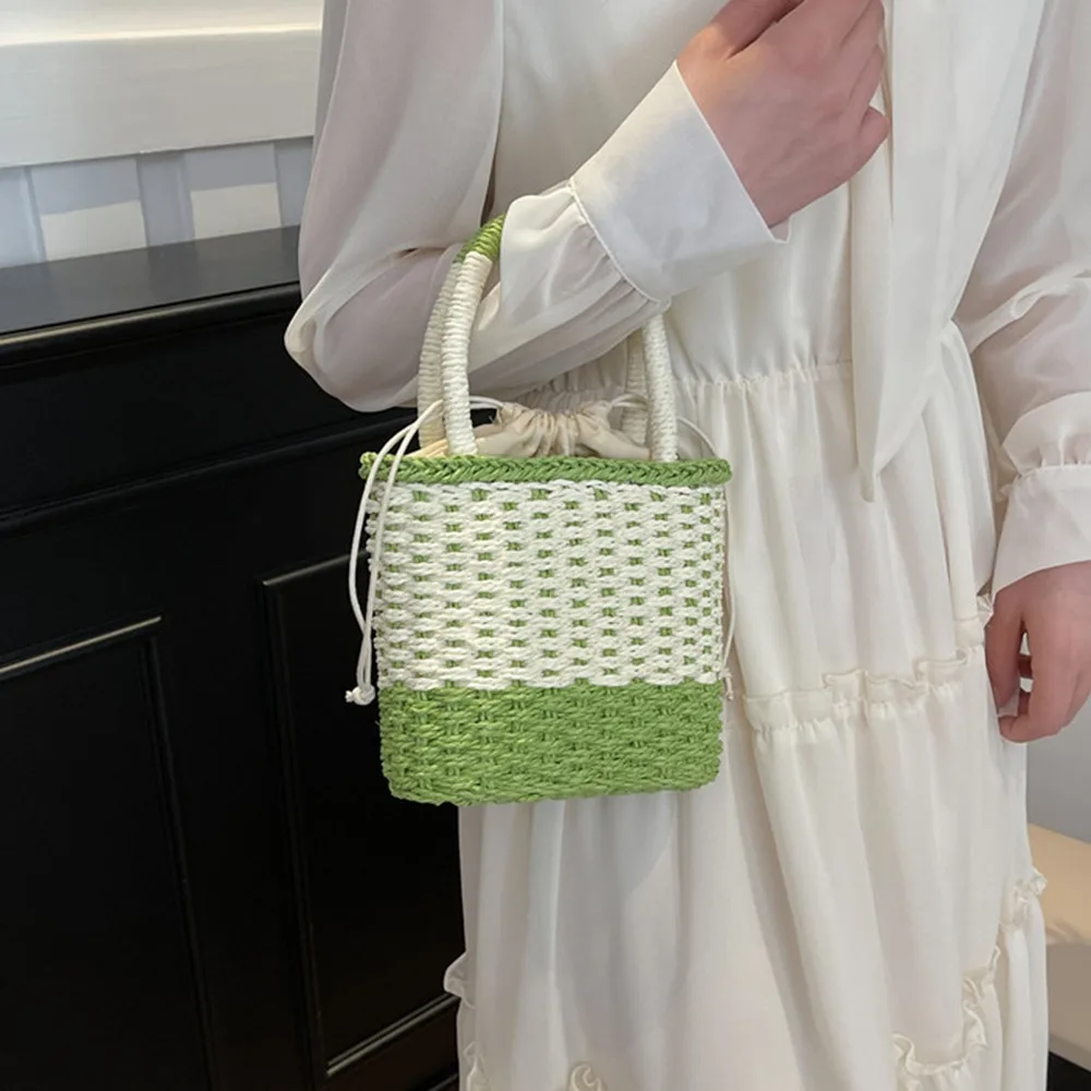 Красочная соломенная сумка для покупок, повседневная большая вместительная лоскутная полосатая сумка, летняя уличная пляжная сумка для женщин и девочек