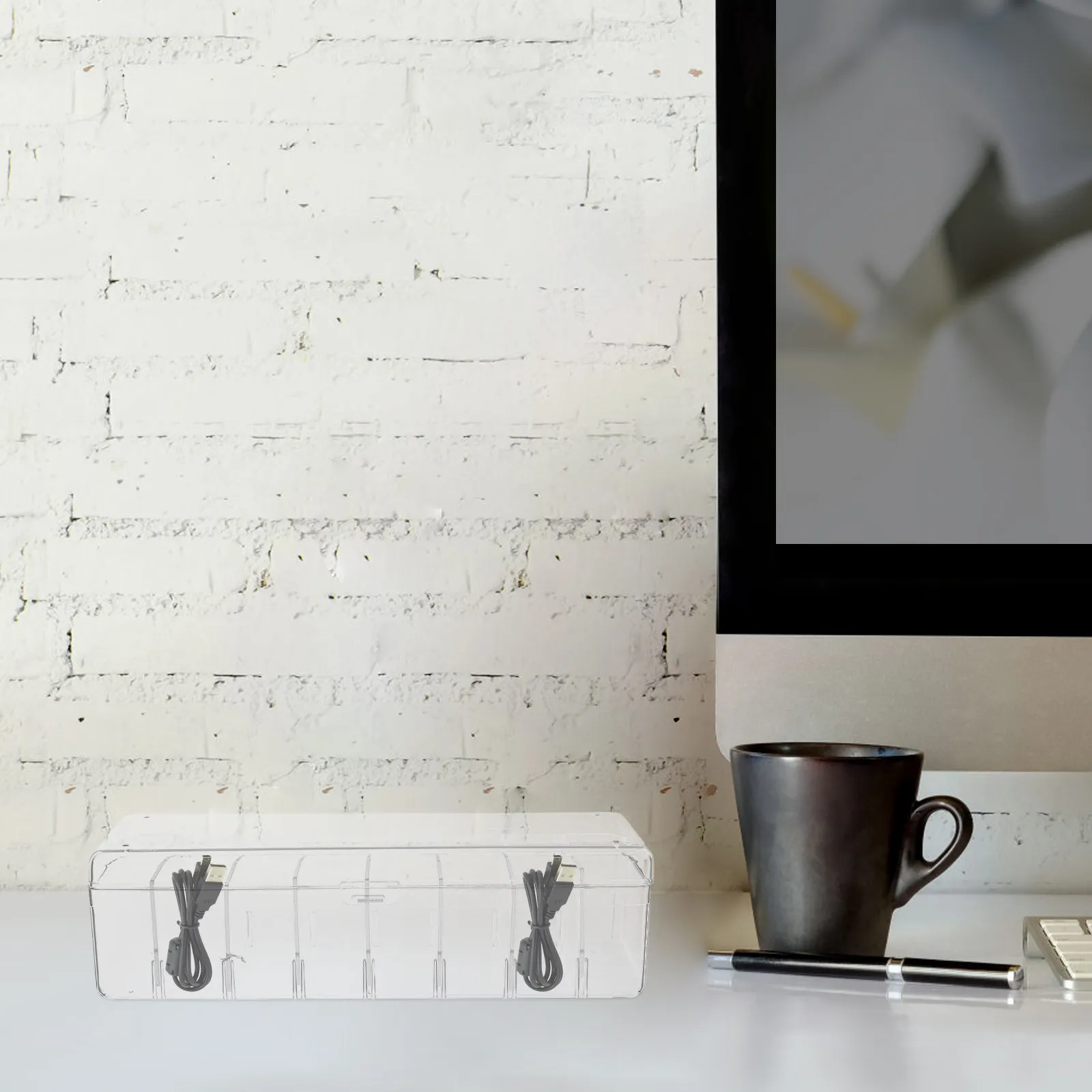 

Утолщенный прозрачный пластиковый настольный органайзер с регулируемыми разделителями для карт, кабелей и документов для офиса и дома