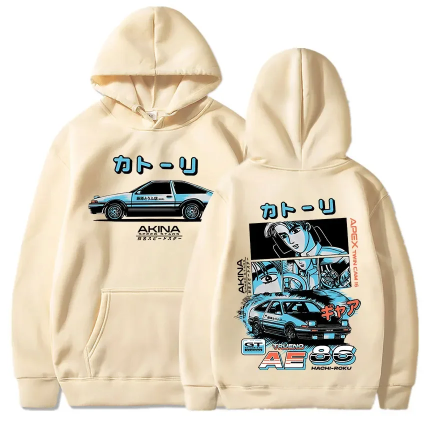 Initial D Manga Hachiroku Shift Drift Men\'s Hoodie Anime Takumi Fujiwara Tofu Shop Delivery AE86 Sweatshirt Streetwear Pullover