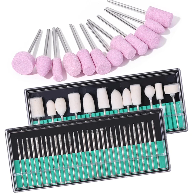 Zestaw wierteł do paznokci LULAA Zestaw wierteł do paznokci Sand Nail Polishing Burr Akcesoria do zdobienia paznokci Usuń paznokcie akrylowe Zestaw wierteł do paznokci żelowych Akcesoria