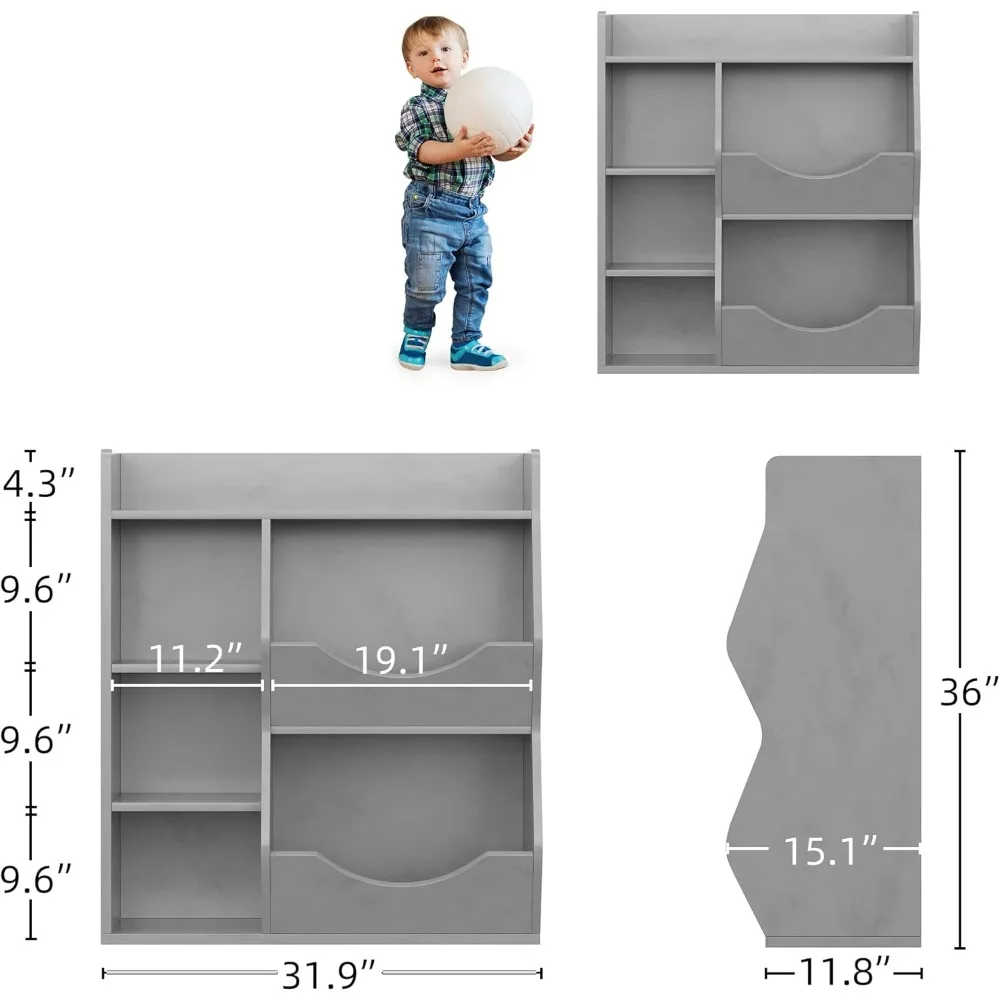 منظم مكعب تخزين خشبي من 3 طبقات مع رف علوي واسع لكتب وألعاب الأطفال #2