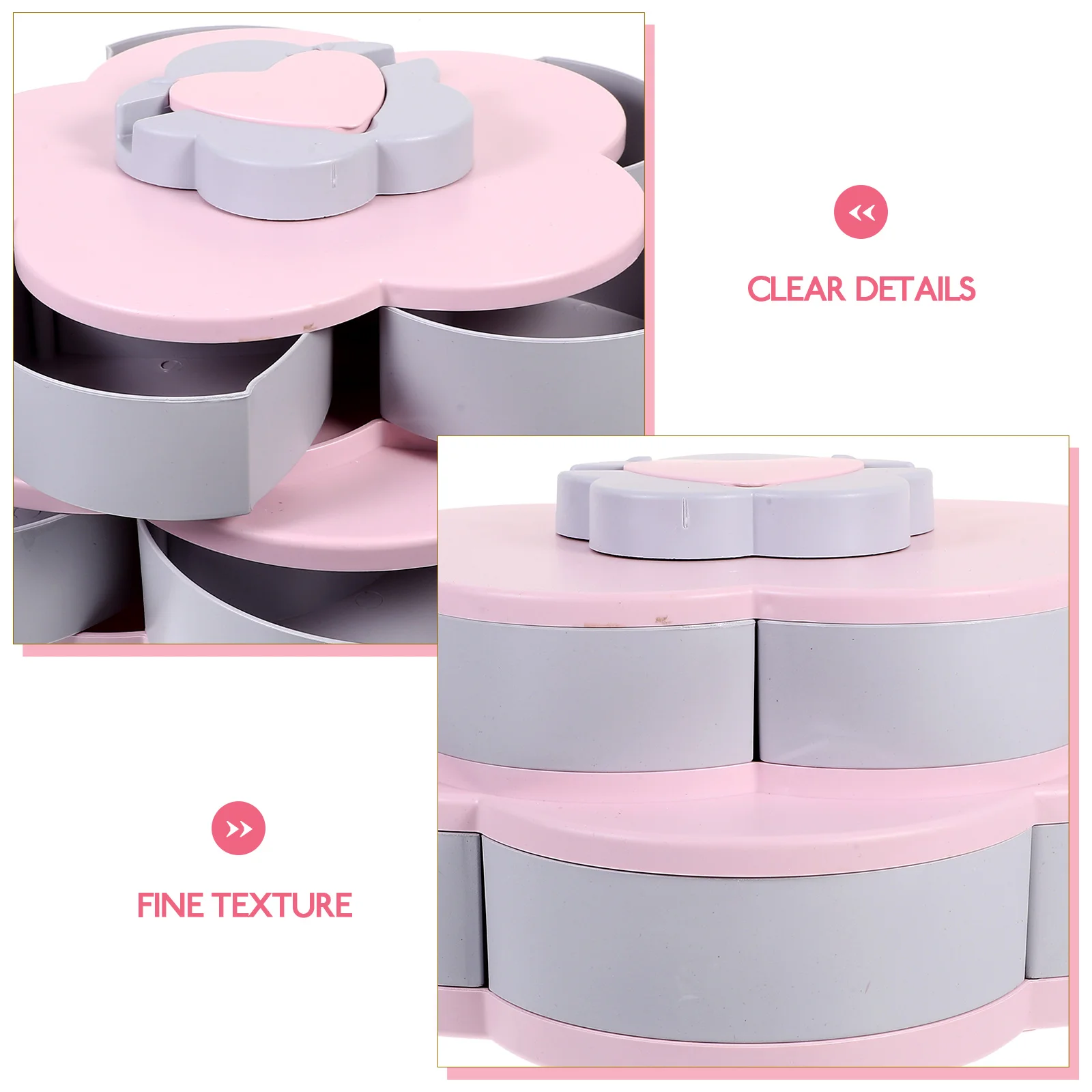 

1pc Flower Shape Double Layer Rotatable Candy Storage Box Phone Holder Multi Compartment Food Tray Abs Household Organizer Petal