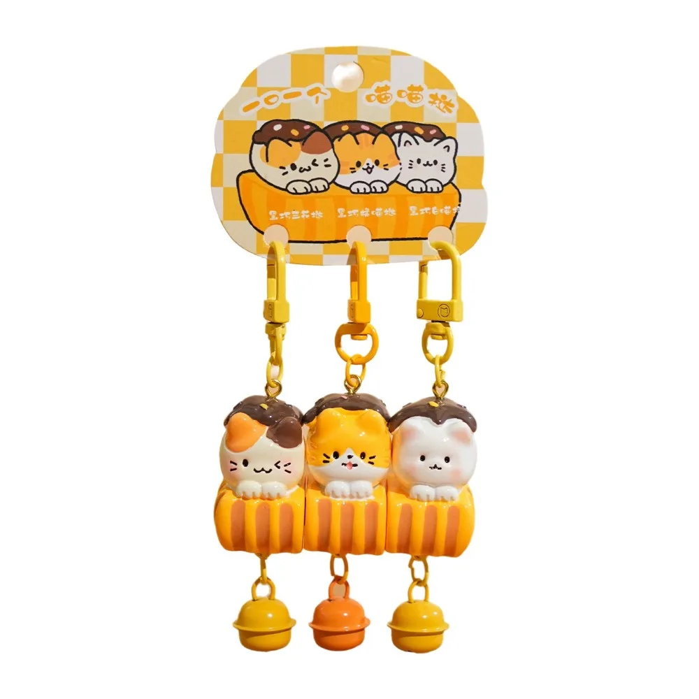 3 Pcs Set Cat Magnetic Snap Keychain Hanging Ornament Hanging Charm Keychain Sets Bag Accessory Cartoon Animal Keychain