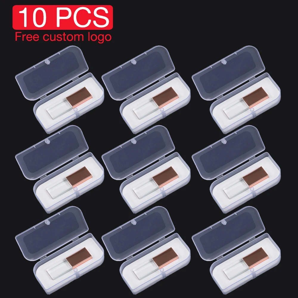 JASTER 10 PCS LOT Crystal USB stick 3D print custom logo USB flash pen drive transparent glass U Disk 128GB 8GB 16GB 32GB 64GB