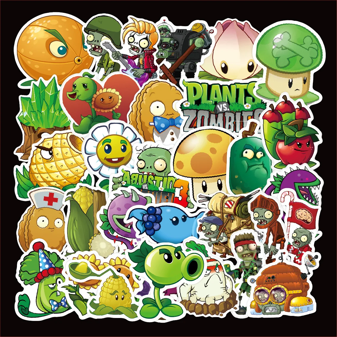 50pcs Plants Vs. Zombies Game Stickers Water Cup Storage Box Journal Scrapbooking Sticker Kawaii Toys Stationery School Supplies