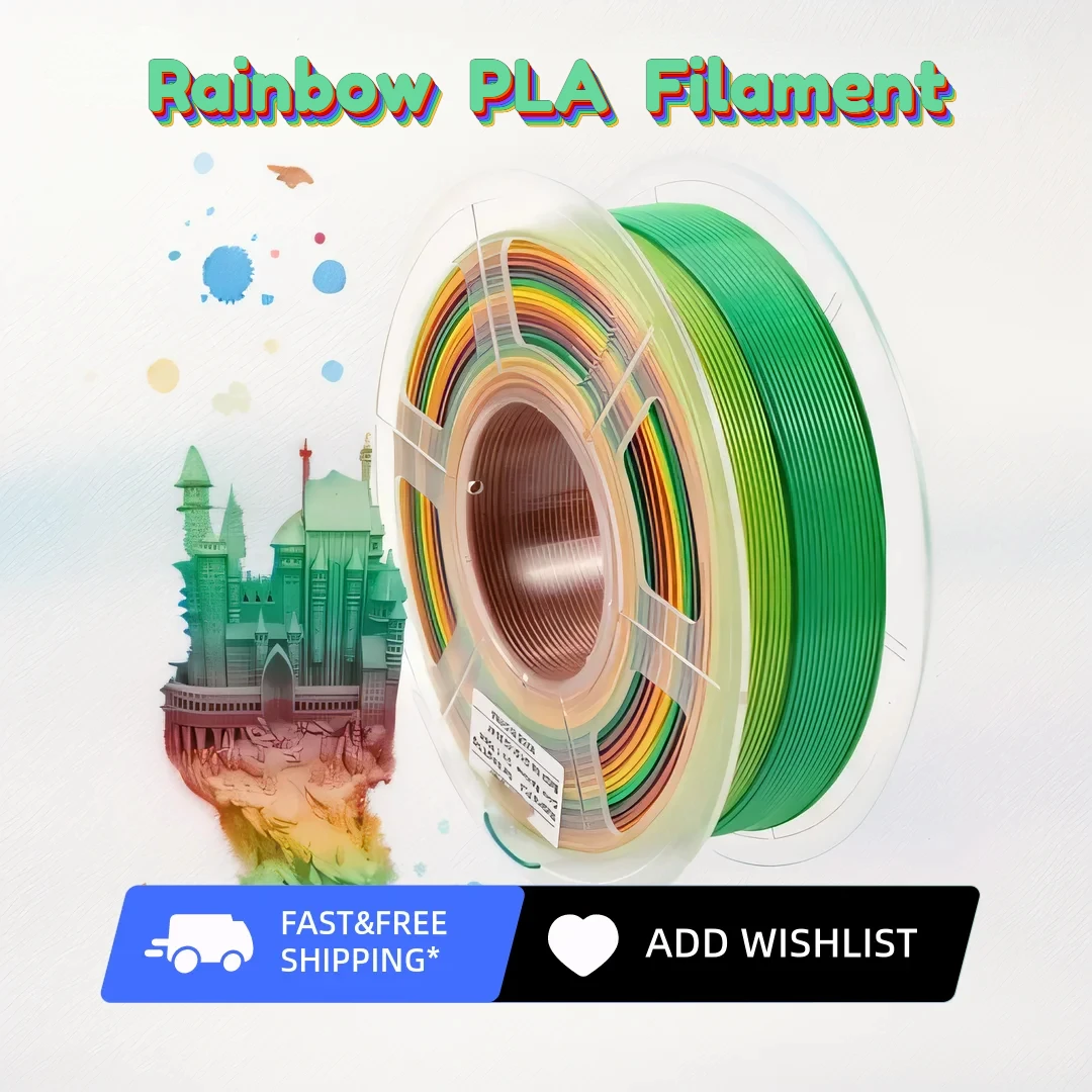 3D Printer Filament,Color Change Rainbow PLA Filament 1.75mm Dimensional Accuracy+/- 0.03 Mm,1 KG Spool, PLA Rainbow Multicolor