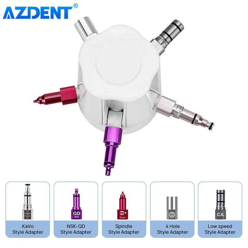 Dental Universal Portable Handpiece Spray Lubricator AZDENT Maintenance Attachment Cap 5 Nozzles Care Spray Lubricant Oil