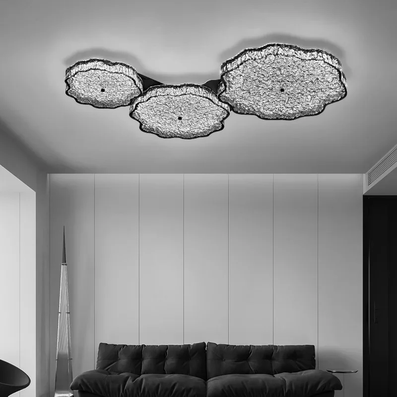 

GHJUYIOL Italian Light Luxury Ceiling Bedroom Light New Transparent Gold Foil Ceiling Light High end Creative Resin Living Room