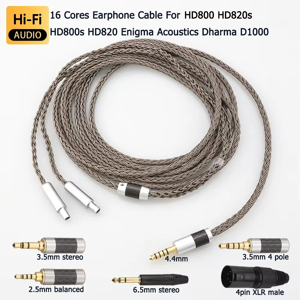Hifi Xlr 4.4 2.5 3.5Mm 16 Core Cavo Auricolare Per Sennheiser HD800 Hd800S Hd820S HD820 Enigma Acoustics Dharma D1000 Cuffia