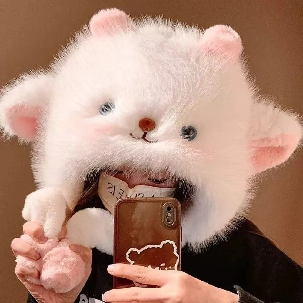 

Cute Anti-cold Winter Hat Sheep Ear Will Move Lamb Ears Warmer Hat Cartoon Windproof Fluffy Ear Protection Cap Women