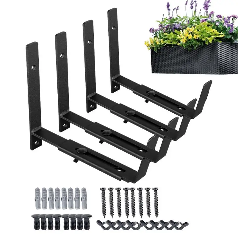 

L-shaped Hook Flower Pot Hook Wall-mounted Fence Support Bracket Pot Hanging Bracket Adjustable Railing Flower Box Holder