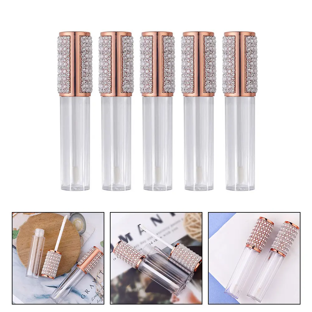 

Набор из 5 многоразовых тюбиков для блеска для губ: круглые, маленькие, легкие контейнеры для хранения помады и блеска для губ