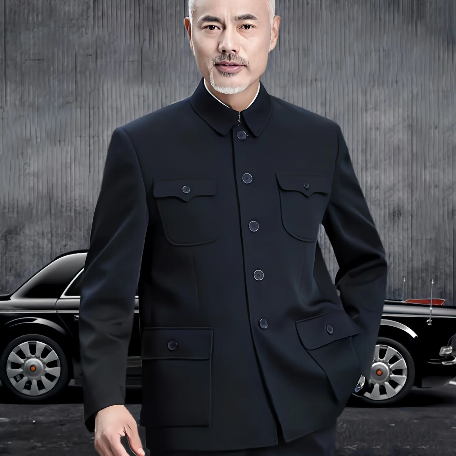 

Men's Black Mao Suit Blazer Sun Yat Sen Coat Male Zhongshan Suit Jacket Mandarin Collar Four Pockets Design Ethnic Outfits 2025