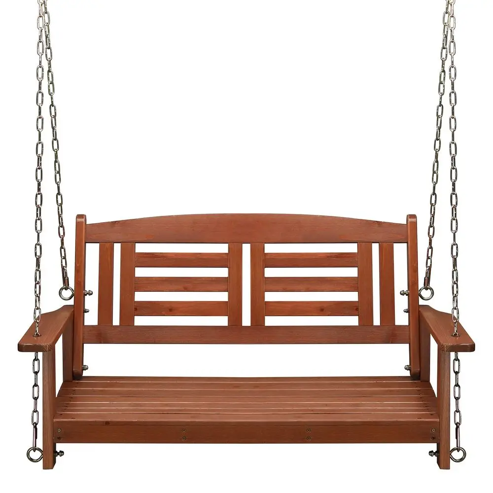 

Fir Wood Porch Swing, Two Person Swing Bench with Comfortable Backrest and HeavyDuty Hanging Chains, Supports 600lbs, Perfect fo