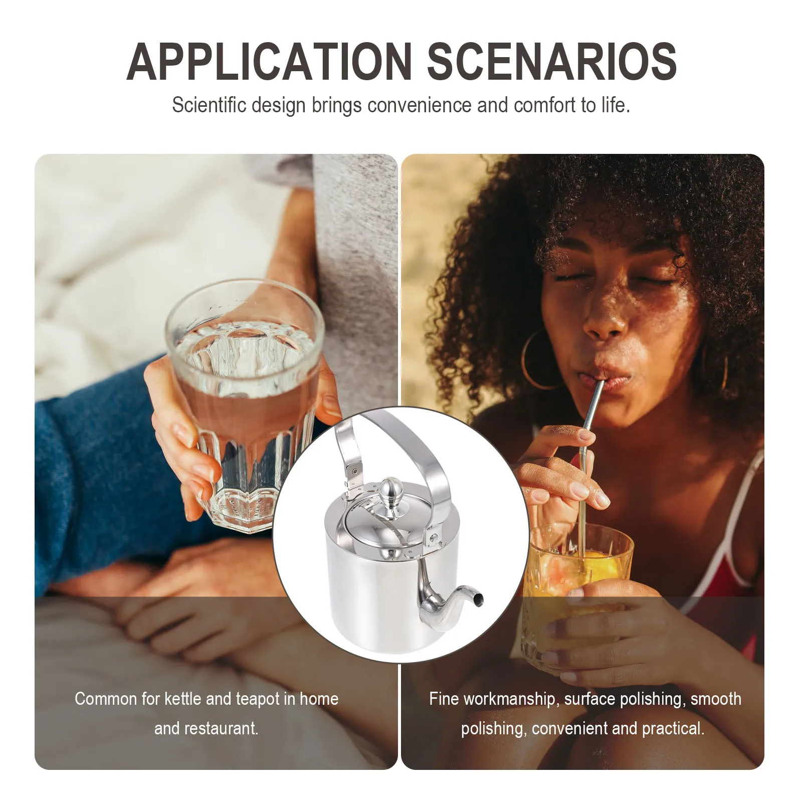 

1Pcs Stainless Steel Water Kettle Heavy Duty Large Capacity Teakettle for Fast Boiling Water At Home Camping Silver