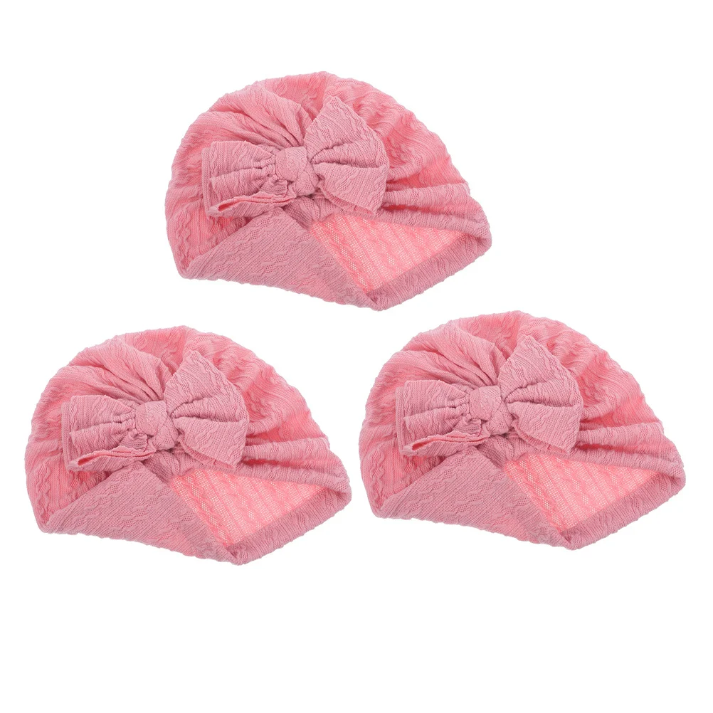 

3pcs Butterfly Jacquard Beanie Knit Hat Soft Turban Cap For Newborns Toddlers Winter Warmth Cute Bow Design Baby Newborn Hats