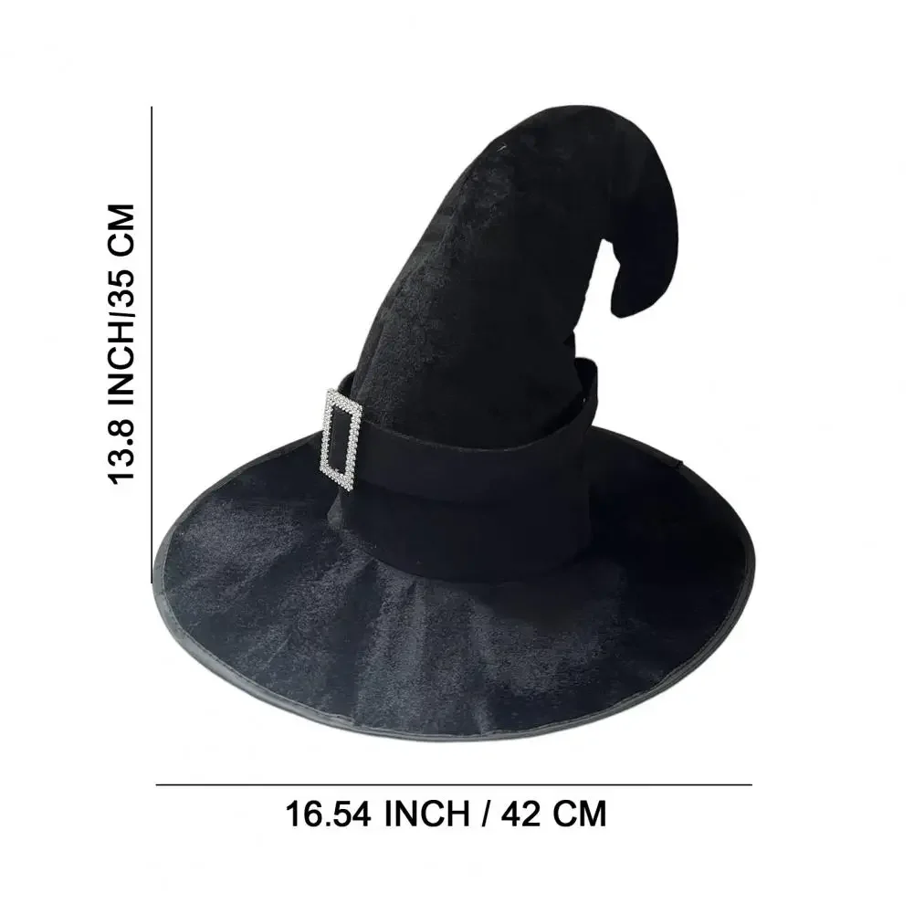 لحلي الهالوين التأثيرية، قبعة ساحرة خفيفة الوزن، إكسسوار أزياء الهالوين، تصميم أزرار غامضة، قبعة ساحرة مخملية