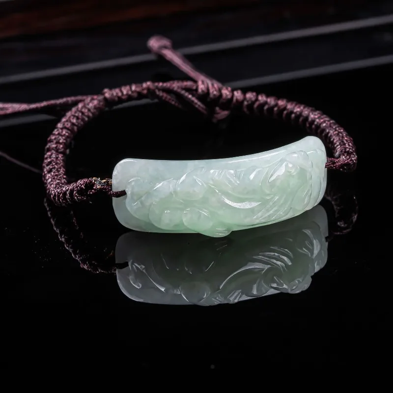 Burmese Jadeite Pixiu Bracelet Carved Hand Knitting Natural Jade Bracelet Bangle Accessories Fashion Vintage Real Jewelry Charm