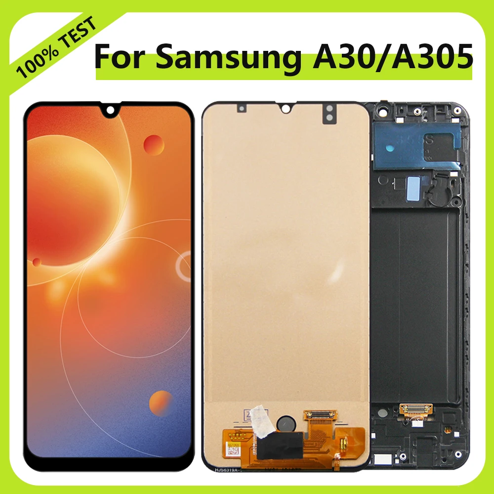 

Высококачественный ЖК-дисплей 6,4 дюйма для Samsung A30 A305F A305G A305N A305YN, сенсорный экран с цифровым преобразователем в сборе для Samsung A30, ЖК-дисплей