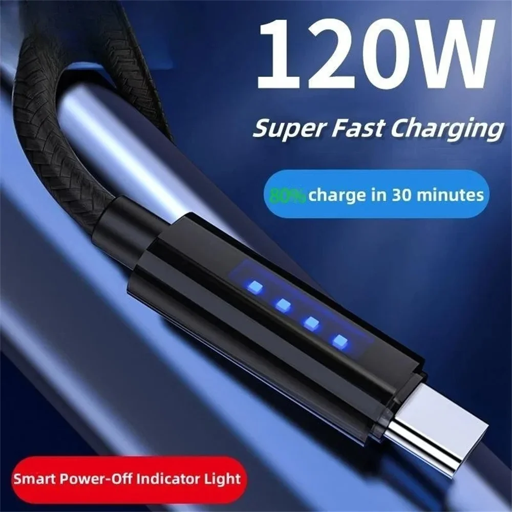 6A USB Typ C Kabel 120W Typ C Super Schnellladung Telefon Ladegerät Datenkabel USB A auf Typ C Schnellladung Nylon geflochtenes Datenkabel