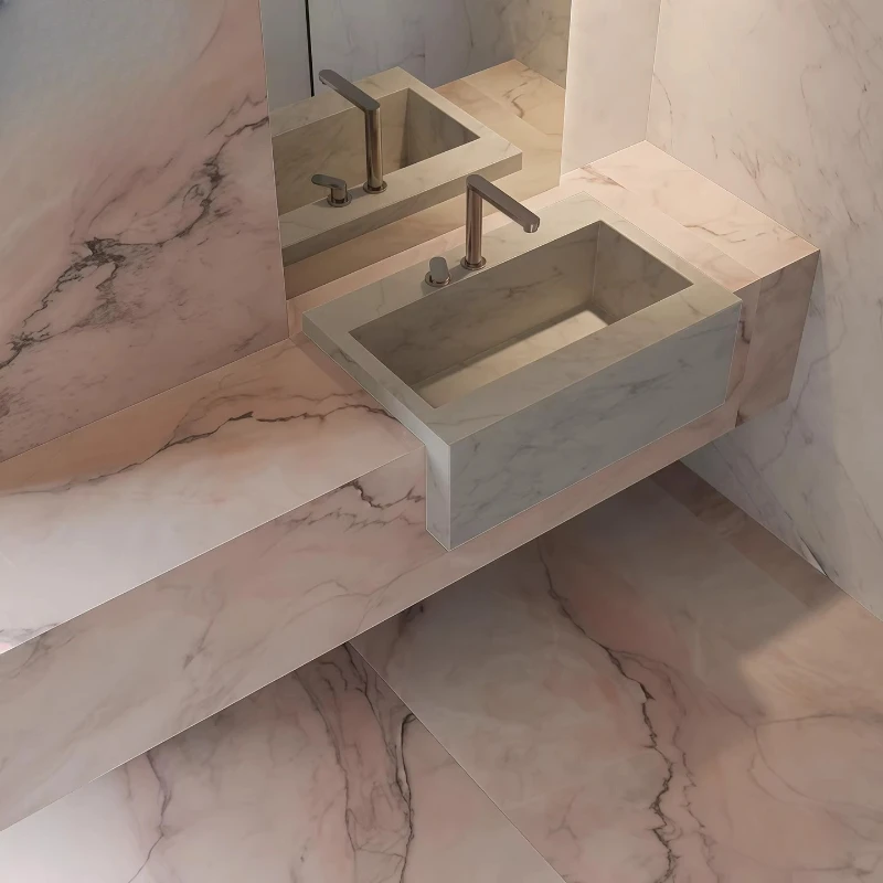 

Marble semi-built-in handwashing basin top and bottom small apartment narrow edges