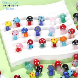 10pcs 12x16mm Colorful Glass Beads Glazed Mushroom Round Disco Ball Spacer Beads For Jewelry Making Accessries