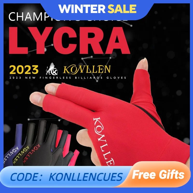 KONLLEN-Fingerless Pool Glove, Left Hand, Snooker Gloves, Pool Cue, Carom Gloves, Durable Billiards Accessories, New