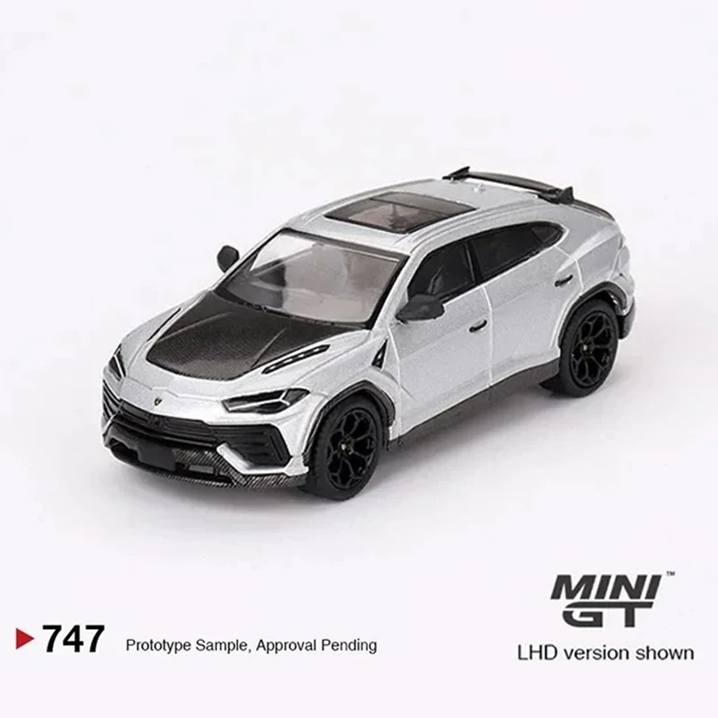 

В наличии 1:64 MINIGT 747, Urus Performante Grigio Nimbus, литая под давлением диорама, коллекция моделей, миниатюрные игрушки