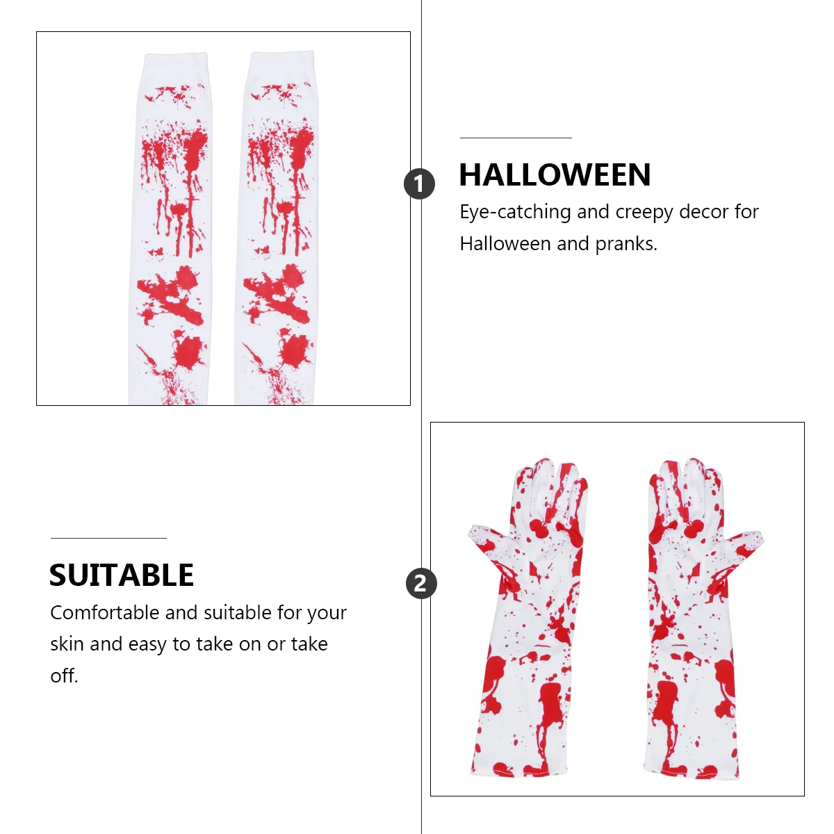 

4Pcs Blood-Print Gloves Socks Set Stylish Breathable Durable for Halloween Dress-Up Party Photography Costume Socks Gloves